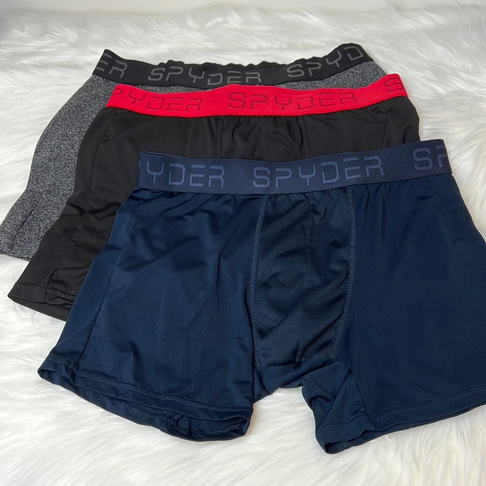 Spyder Mens Boxer Briefs 3-Pack Poly Spandex Performance Boxer Briefs Underwear